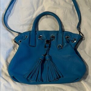 Michael Kors turquoise Blue pebble Leather Tassel Satchel Handbag